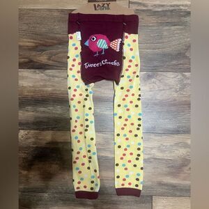 Lazy One leggings‎ bird graphic polka dot pull on size 4t fall winter cute